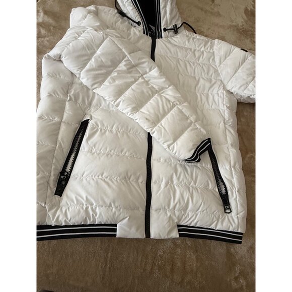 Calvin Klein White Hooded Puffer Jacket Sorona Aura Insulation Size Medium - Picture 6 of 9
